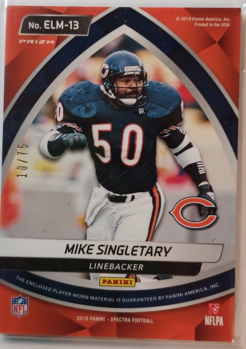 Mike Singletary 10/75 Chicago Bears Jersey Patch Relic 2019 Spectra Blue  Legends for Sale in Lincoln, NE - OfferUp