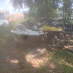 2 Jetskis And Double Trailer Seadoo And  Polarais
