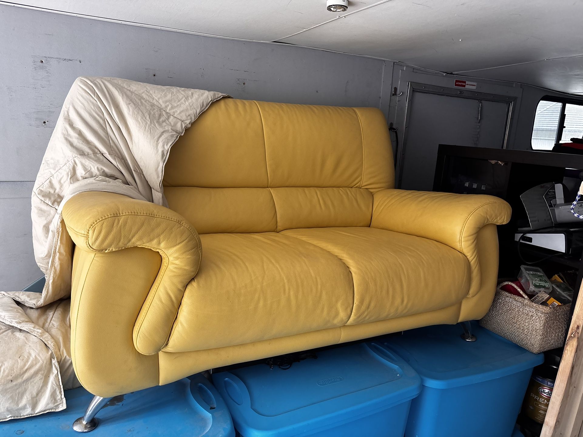 Retro Leather Loveseat