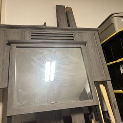 QUEEN HEADBOARD/FRAME WITH MIRROR NO DRESSER 
