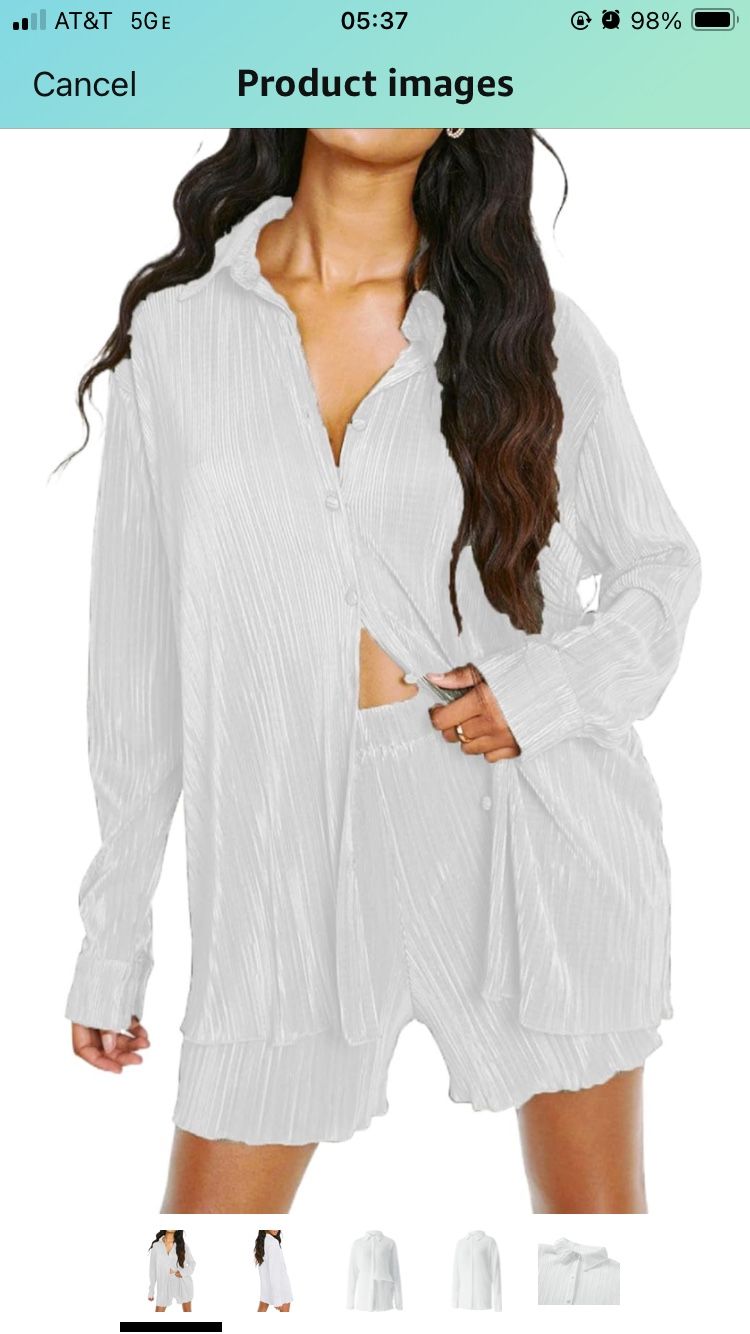 Womens White Two Piece Set - Wedding Getting Ready