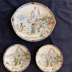 Set Of 3 Vintage Nippon China Plates 