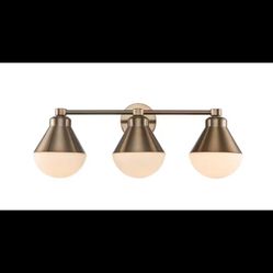 Monteaux Lighting 25.5" 3-Light Gold Bathroom Vanity Light w/Opal  Glass Shades
