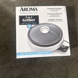 Aroma Housewares - Grillet 3Qt. 3-in-1 Cool-Touch Electric Indoor Grill NEW