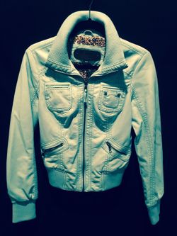 Very beautiful blue color synthetic leather jacket