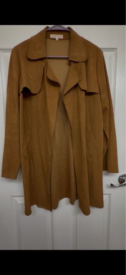 Brown suede trench coat