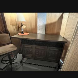 Heavy Bar. And 2 Iron Stools 