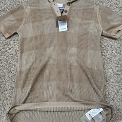 Burberry Beige Zadey Check Polo in Honey