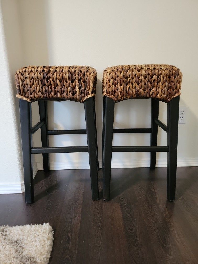 Pair of Rattan Stools