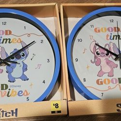 2 New  Disney Stitch Wall Clocks for $10