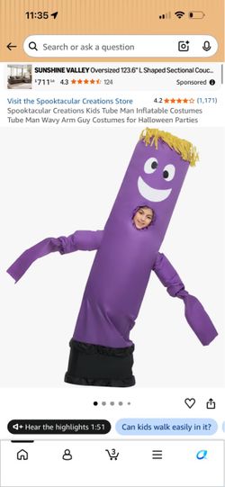 Kids Inflatable Tube Man Halloween Costume