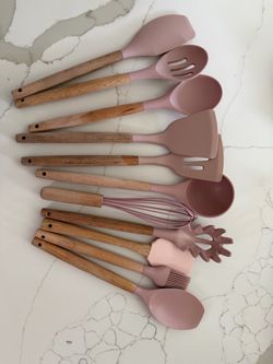 Pink Silicone Kitchen Utensils