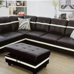 New Black Leather Sofa Set