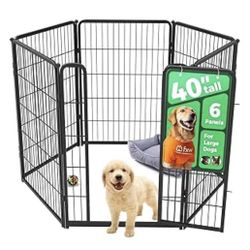 FXW Homeplus Unleashed Indoor Dog Playpen - Stress-Free and Safe Play, Heavy Duty 40 Inch 6 Panels Dog Pen for Medium and Large Dogs, Black│Patented 