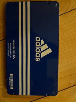 Adidas Multi Color Pencil 12  Tin Can Case Blue New Vintage Japan Exclusive