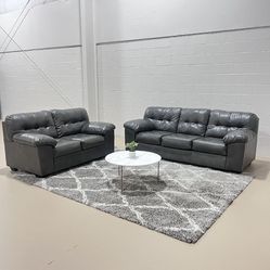Gray Faux Leather Sofa & loveseat set 🚛 Delivery Available