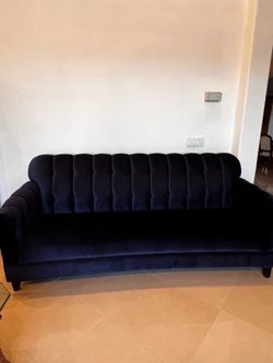 Blue velvet custom made 3 pieces couch