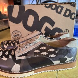 Dogo Vegan Leather Men’s Shoes Camouflage Fish Fishing Run Small Approximately 10.5-11