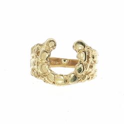 Men’s 10k Yellow Gold Textured Nugget Horseshoe Ring Size 8 GP3138700