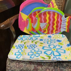 Summer Fun Trays- 3 Fish,  2 Squares
