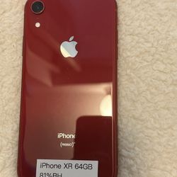 iPhone XR 64GB (red) 81%BH unlocked - Great Conditions 