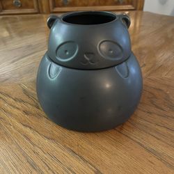 Urban Outfitters Black Ceramic Panda Planter with Hidden Storage in Bottom