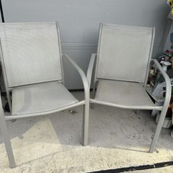 Vicllax Outdoor Dining Chair Patio Chairs Stacking Metal Modern for Deck Garden, Set of 2