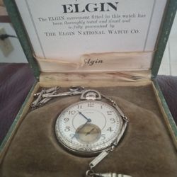Vintage Elgin Gold Filled Pocket Watch In Original Box