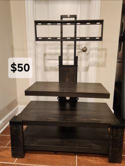 Dark Wood TV Stand with Mount