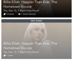 Billie Eilish PIT Tickets 15th