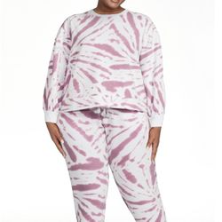 Athletic Works Women's Printed Brushed Jersey Sweatshirt and Jogger Pants Set, 2-Piece