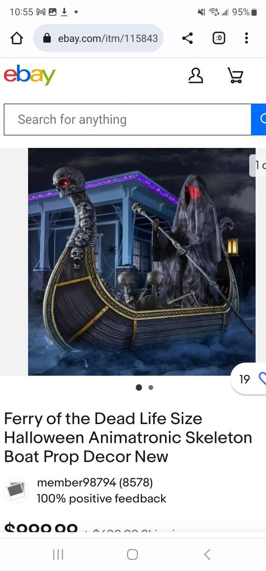 Ferry of the Dead Life Size Halloween Animatronic Skeleton Boat Prop Decor