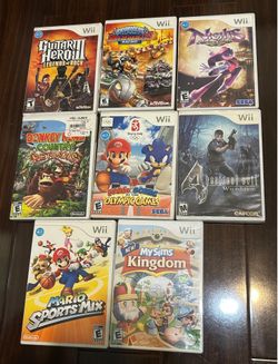 Nintendo Wii 8 game Lot Bundle Guitar Hero donkey kong country mario sonic olympics resident evil