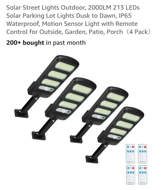 NEW 4 PK SOLAR STREET LIGHTS DUSK TO DAWN