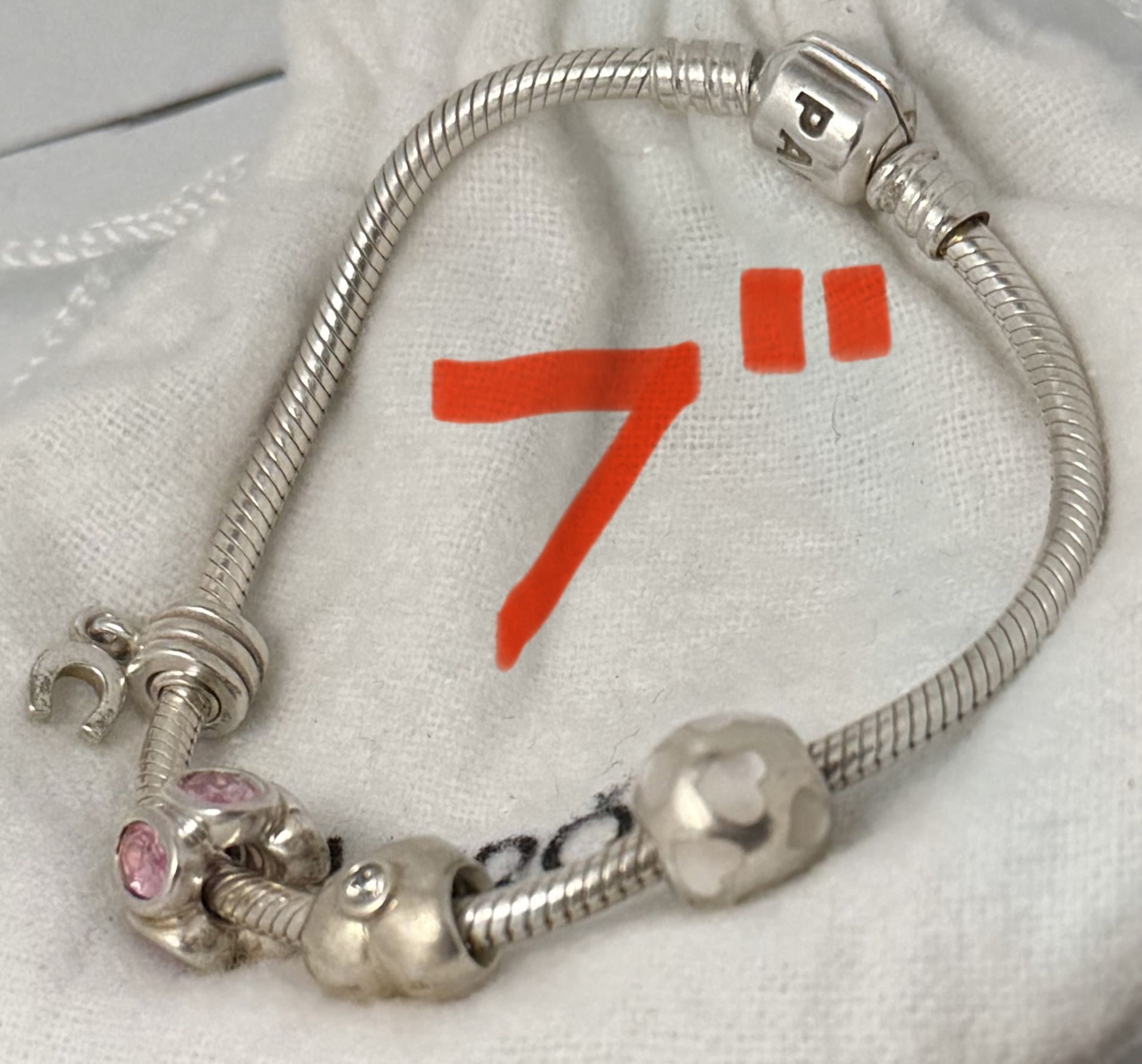 Pandora bracelet with charms