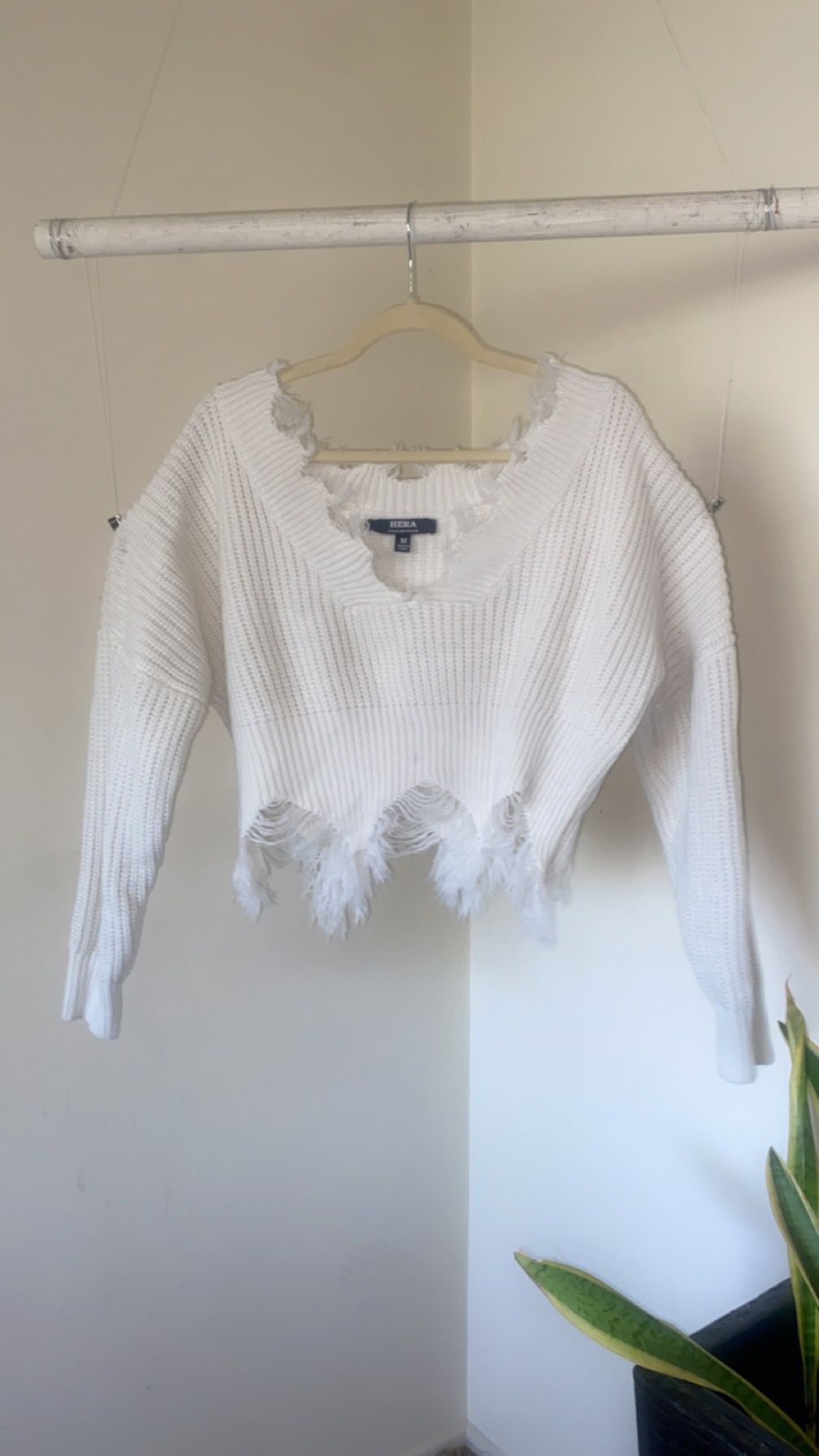 White Cropped Sweater 