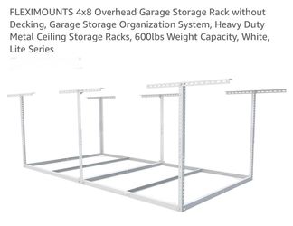 4x8 Overhead ceiling Garage Storage Rack without Decking, white 600lb capacity