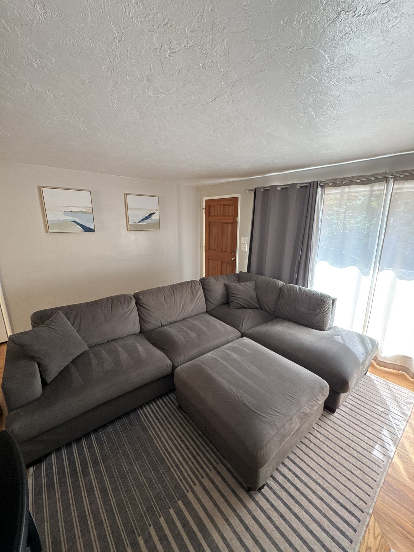 Grey Sectional Couch & Ottoman