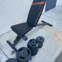 Fitness Bench With Lots Of Weights