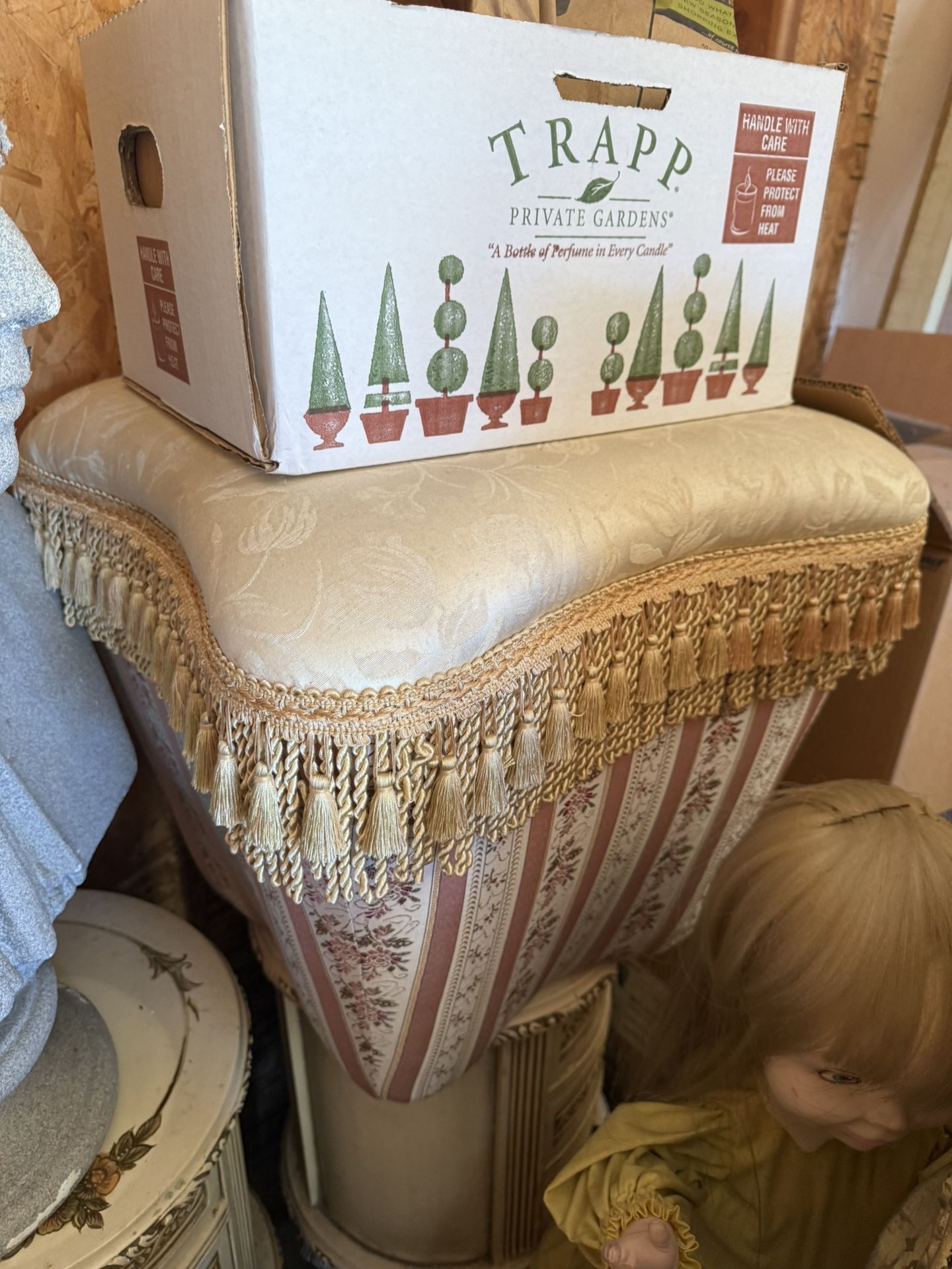 Vintage Mid Century Upholstered Ottoman foot stool  Antique  Taking offers  We will have more pictures next week as we sort through the new items 