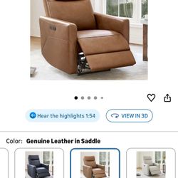 🔥CHITA Genuine Leather Power Recliner Chair for Adults, Electric Wall Hugger Recliner for Small Spaces, Modern Living Room and RV Recliner Chair with