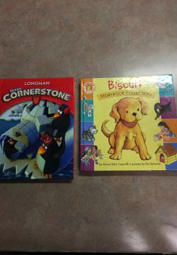 The Texas corner stone Longman book is brand new. The biscuit story collection book is used it has a torn page in it and several pages marked on, (C-2