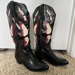 Black Butterfly Boots Size 7