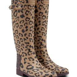 tall leopard print hunter boots