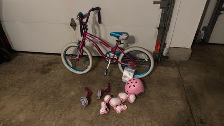 Girls 18” bike and equipment