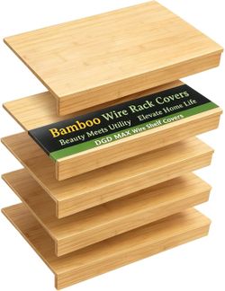Wire Shelf Covers, Bamboo Wire Rack Covers(5pcs, 24" W x 12" D) Tool-Free Snap-On Wire Shelf Covers for Laundry Room, Keep Stable Scratch Moisture Res