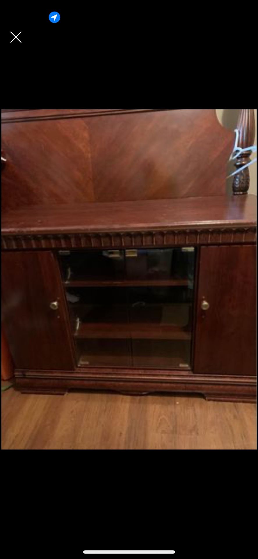 Mahogany Entertainment Center With Glass Doors