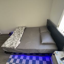 Queen size bed frame and memory foam mattress