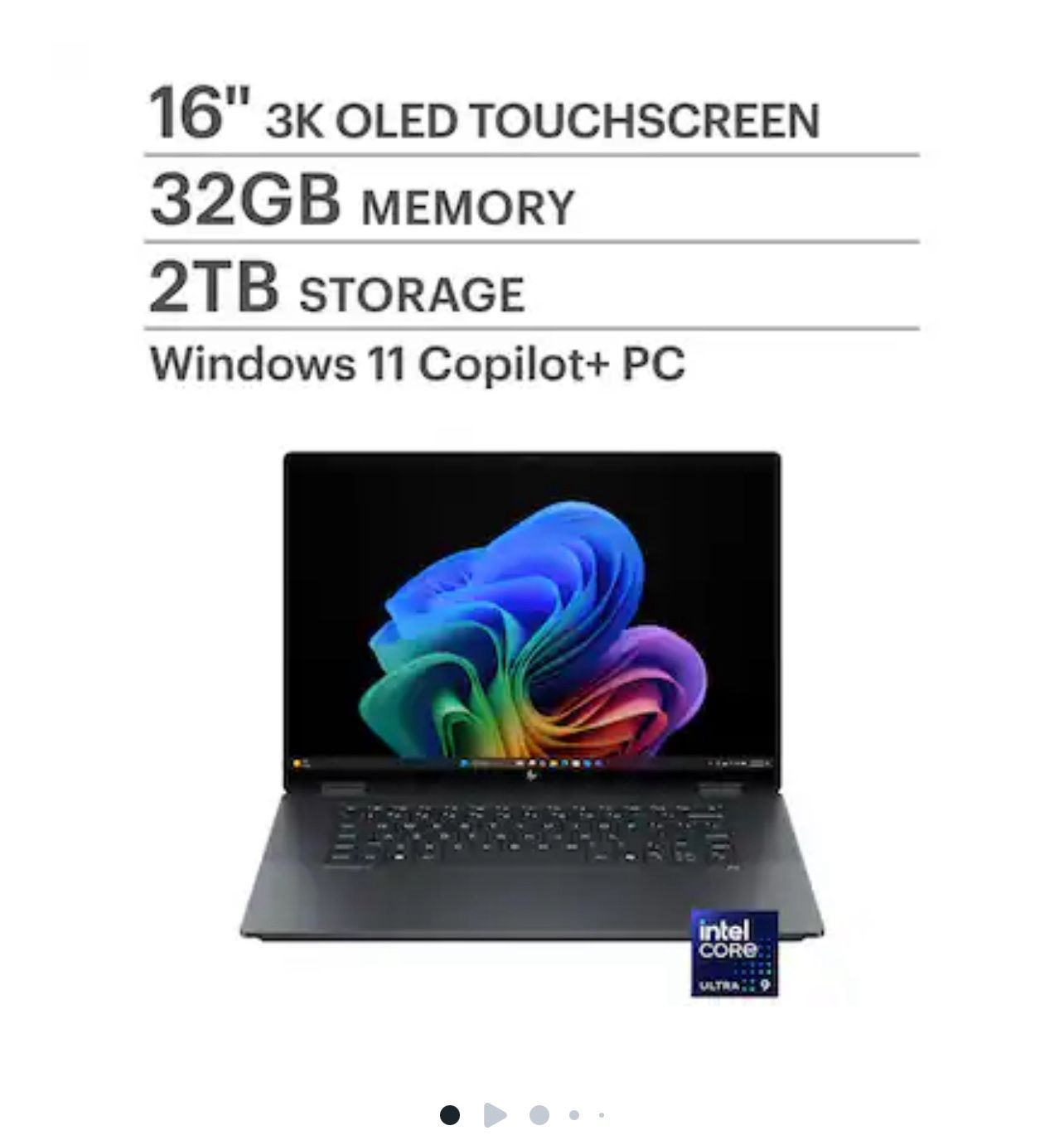 HP - OmniBook X Flip - Copilot+ PC - 16" 3K OLED Touch-Screen Laptop - Intel Core Ultra 9 - 32GB Memory - 2TB SSD - Eclipse Gray