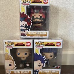 Funko Pop MHA Eijiro Kirishima 606, Mirio Togata 611, Hitoshi Shinso 695 $14 of all 3